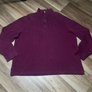 Polo Ralph Lauren Mens 1/4 Zip Long Sleeve Shirt XL Burgundy Cotton Estate Rib